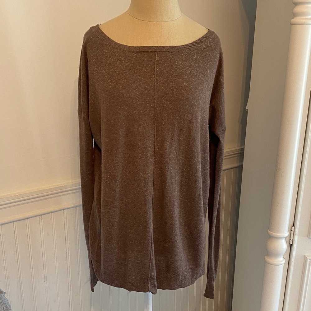 Vince Brown Boatneck Lightweight Knit Sweater